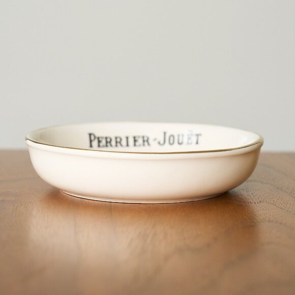 Vintage PERRIER-JOUET Ceramic Dish Champagne Waiter Gold Trim Epernay France - Picture 3 of 5